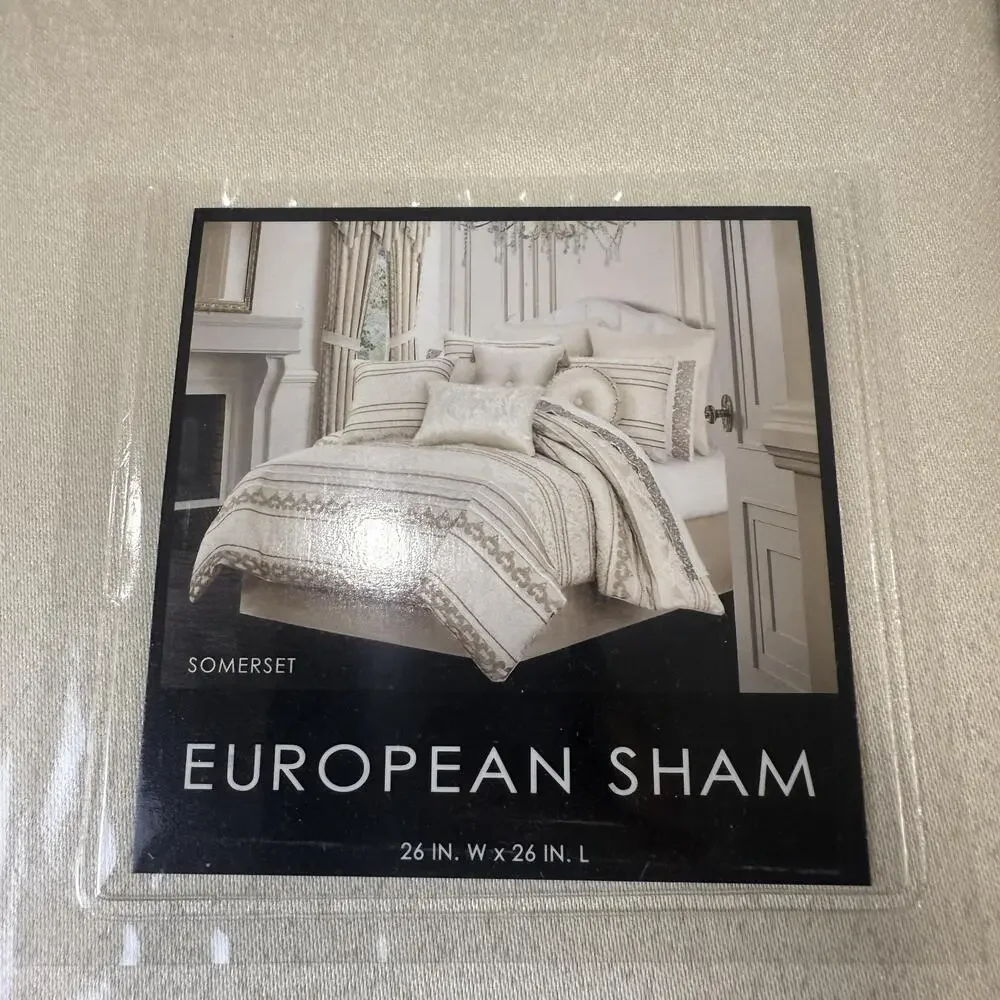 J Queen New York European Sham 26x26 Beige Gold Somerset Lot of 4 Pillow Cover
